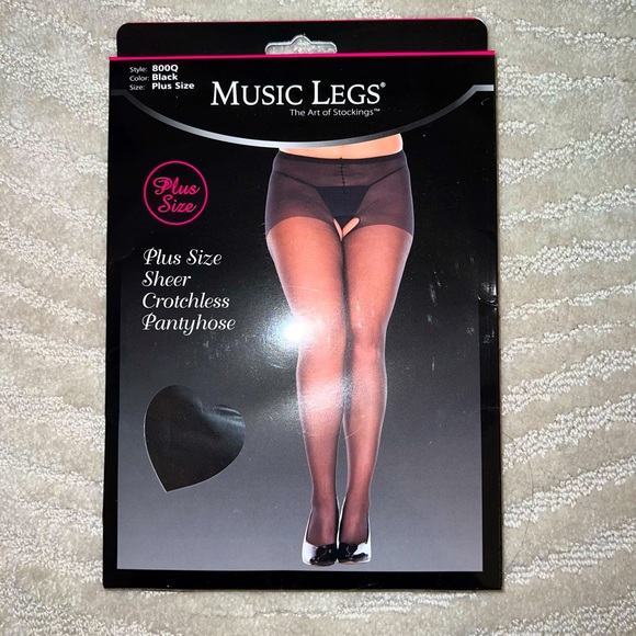 MUSIC LEGS PLUS SIZE SHEER CROTCHLESS PANTYHOSE - Picture 1 of 3